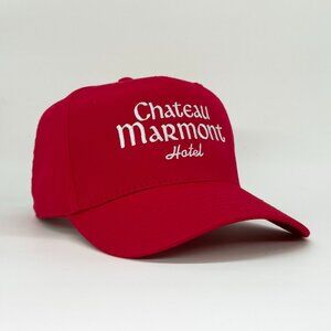Chateau Marmont Red Snapback Hat – Minimalist Hotel Style Embroidered Cap